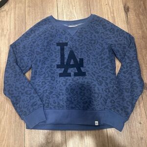 '47 brand Los Angeles Dodgers blue leopard print crewneck sweatshirt SIZE SMALL
